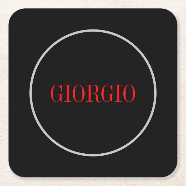 Schwarz Rot Ihr Name Minimalistisch Personal Moder Rechteckiger Pappuntersetzer (Vorderseite)