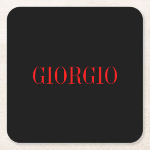 Schwarz Rot Ihr Name Minimalistisch Personal Moder Rechteckiger Pappuntersetzer