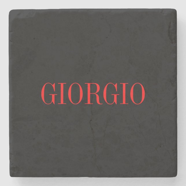 Schwarz Rot Ihr Name Minimalistisch Personal Moder Steinuntersetzer (Vorderseite)