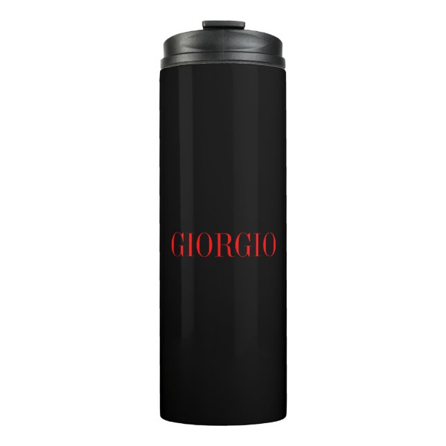 Schwarz Rot Ihr Name Minimalistisch Personal Moder Thermosbecher (Vorderseite)