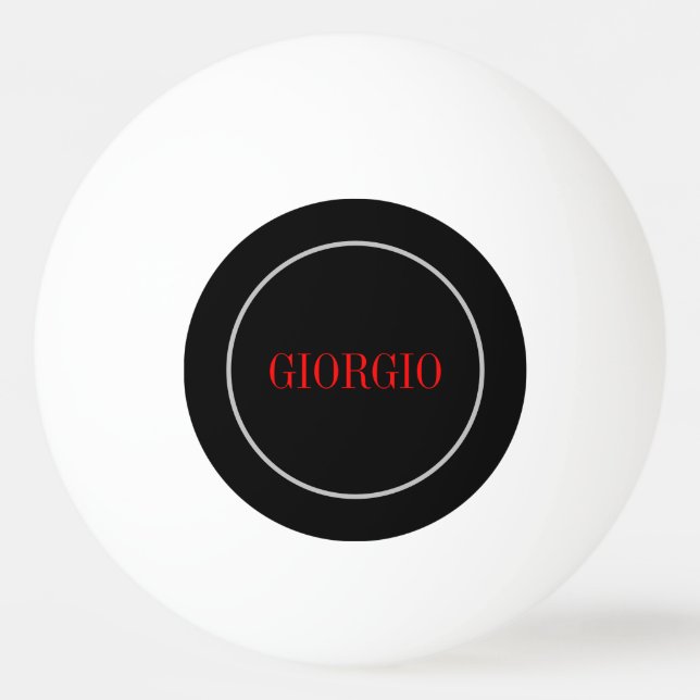 Schwarz Rot Ihr Name Minimalistisch Personal Moder Tischtennisball (Vorderseite)