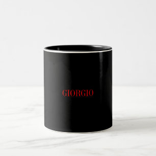 Schwarz Rot Ihr Name Minimalistisch Personal Moder Zweifarbige Tasse
