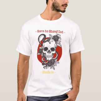 Schwarz-Rot-Illustration Skull-Pop-Kultur T-Shirt