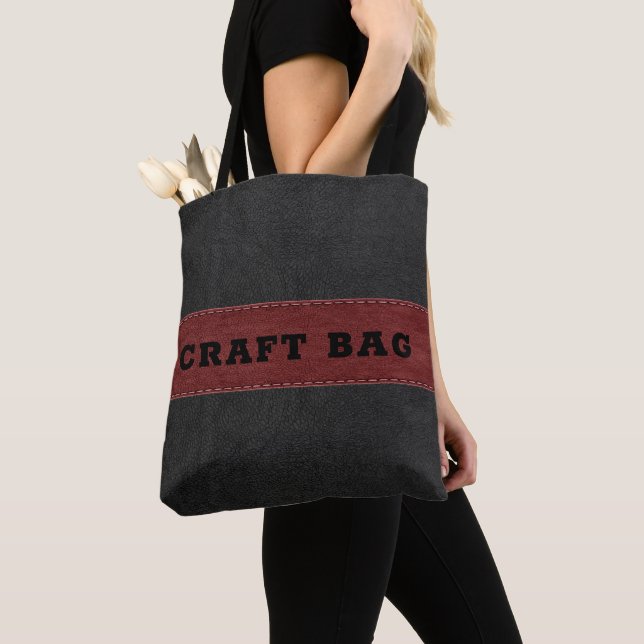 Schwarz-Rot-Imitat-Lederstich Tasche (Von Nahem)