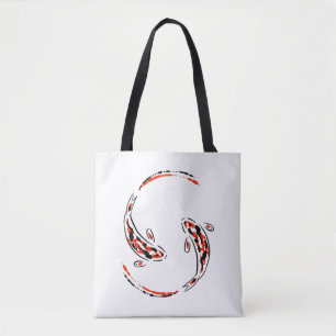 Schwarz & Rot Japanisch Koi Fisch Künstlerisch Tasche