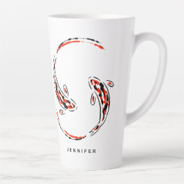 Schwarz-Rot-Japanisch Koi Fisch Künstlerische Latt Milchtasse