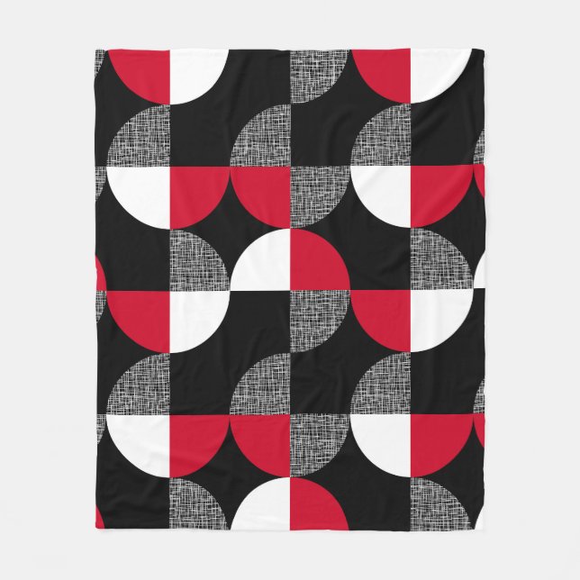 Schwarz, rot, kariertes geometrisches Muster. Fleecedecke (Vorderseite)