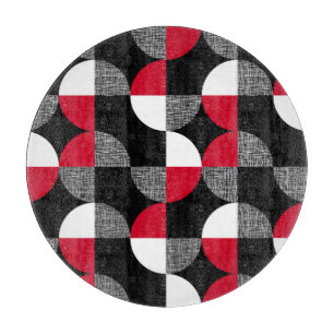 Schwarz, rot, kariertes geometrisches Muster. Schneidebrett