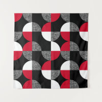 Schwarz, rot, kariertes geometrisches Muster.
