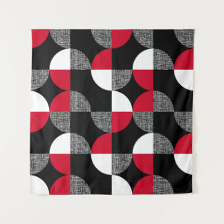 Schwarz, rot, kariertes geometrisches Muster. Wandteppich