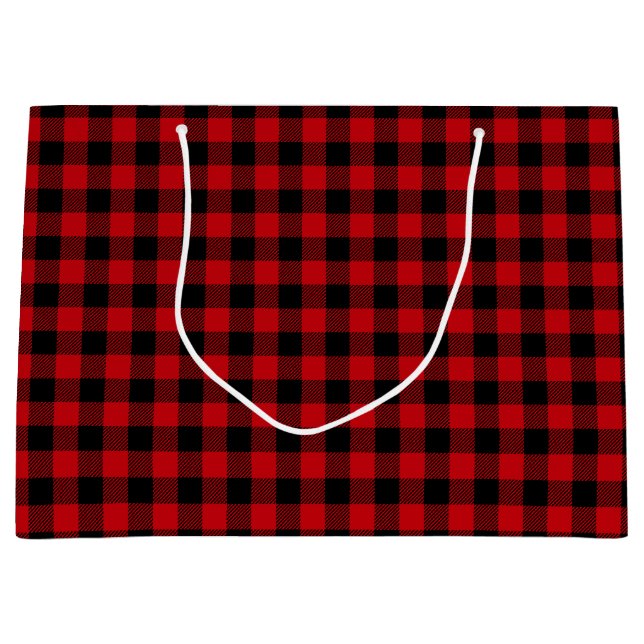 Schwarz-Rot-Karo-Muster Große Geschenktüte (Vorderseite)