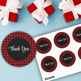 Schwarz-Rot-Karo-Muster Runder Aufkleber