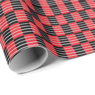 Schwarz-Rot-Karos und Streifen Geschenkpapier