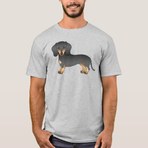 Schwarz-Rot-Kurzhaar-Dackel-Cartoon-Hund T-Shirt