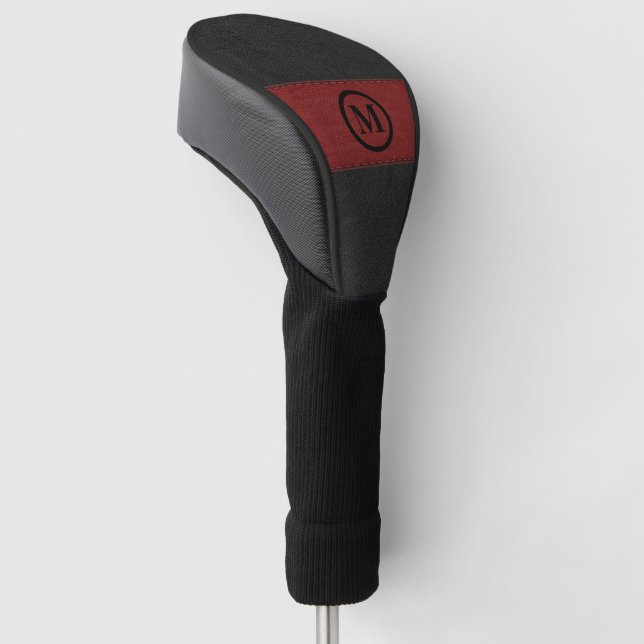 Schwarz-Rot-Leder-Bild kundenspezifisch Golf Headcover (angewinkelt)