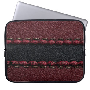 Schwarz-Rot-Ledereffekt Laptopschutzhülle