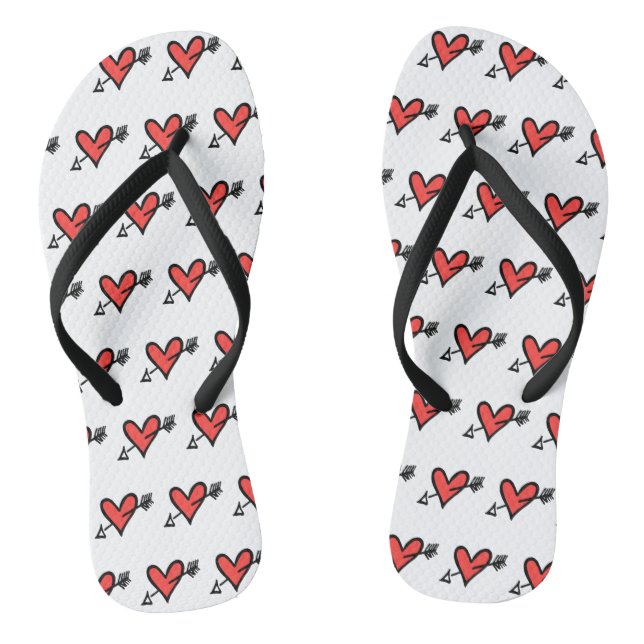 Schwarz/Rot Liebe Flip Flops (Fußbett)