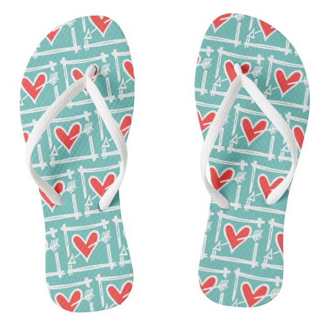 Schwarz/Rot Liebe Flip Flops (Fußbett)