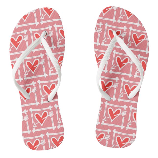 Schwarz/Rot Liebe Flip Flops (Fußbett)