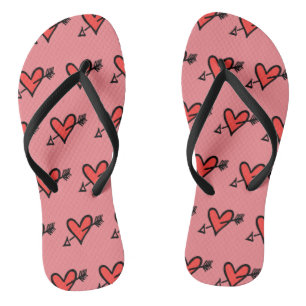 Schwarz/Rot Liebe Flip Flops