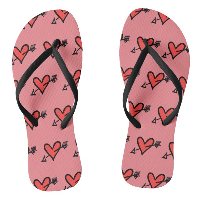 Schwarz/Rot Liebe Flip Flops (Fußbett)