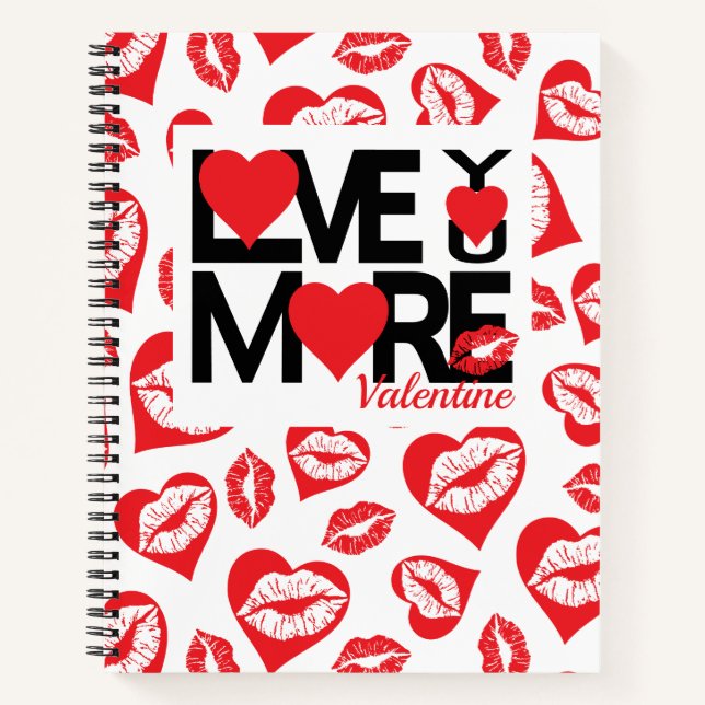 Schwarz-Rot-Liebe Mehr Notizbuch (Vorderseite)
