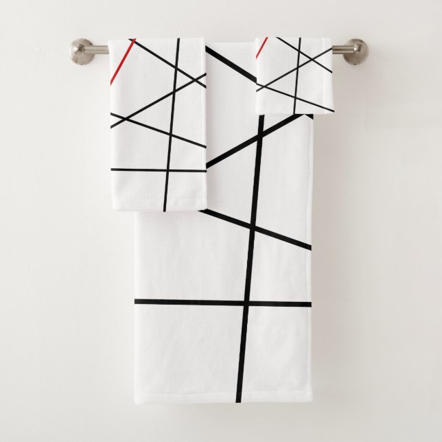 Schwarz-Rot-Linien Badhandtuch Set (Insitu)