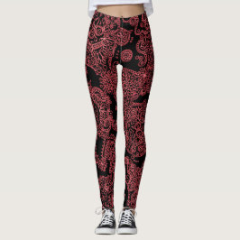 Schwarz-Rot-Mäntel Leggings