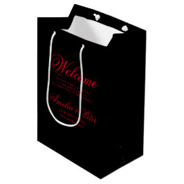 Schwarz-Rot-Minimal-Hochzeit Willkommen Mittlere Geschenktüte