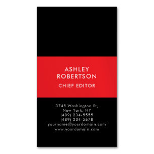 Schwarz & Rot Modern Minimalist Einfach Magnetische Visitenkarte