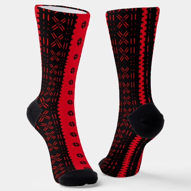 Schwarz-Rot-Modern-Mudcloudfashion-Socken Socken (Gewinkelt)