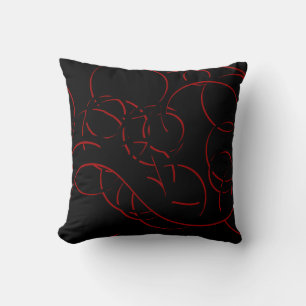 Schwarz & Rot Moderne Elegante Abstrakte Wirbel Kissen