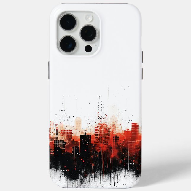 Schwarz-Rot-Moderne Stadt Case-Mate iPhone Hülle (Rückseite)