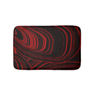 Schwarz-Rot-Modernes Abstraktes Agate-Muster Badematte