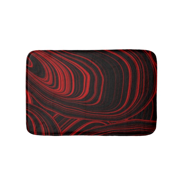 Schwarz-Rot-Modernes Abstraktes Agate-Muster Badematte (Vorderseite)