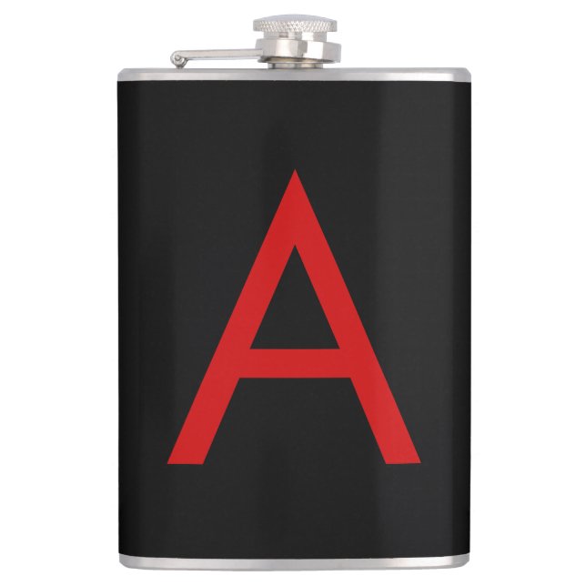 Schwarz-Rot-Monogramm-Anfangsbuchstaben Moderner S Flachmann (Vorderseite)