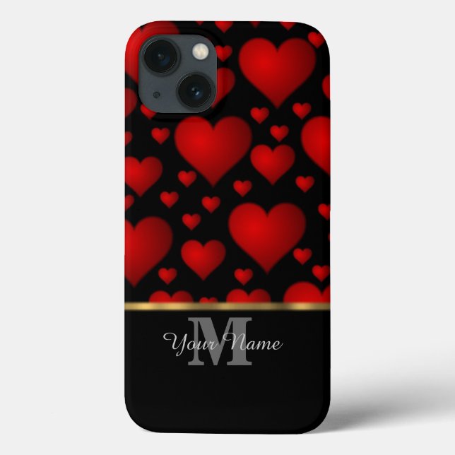 Schwarz-Rot-Monogramm-Liebe Case-Mate iPhone Hülle (Rückseite)