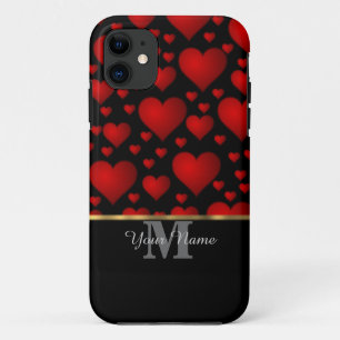 Schwarz-Rot-Monogramm-Liebe iPhone 11 Hülle