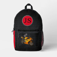 Schwarz-Rot-Motorrad-Monogramm-Boys zurück zur Sch