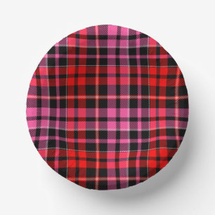 Schwarz Rot Pink Karo Tartan Design Pappteller