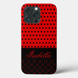 Schwarz-Rot-Polka-Dot-Muster, Individuelle Name  Case-Mate iPhone Hülle