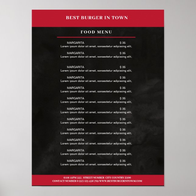Schwarz, Rot Preislisten Poster (Vorne)
