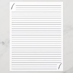 Schwarz-Rot-Quill-Federn Lined Stationery