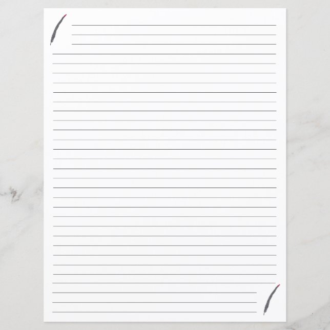 Schwarz-Rot-Quill-Federn Lined Stationery (Vorderseite)