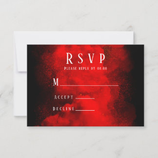 Schwarz-Rot-Rauch Abstrakt RSVP Karte