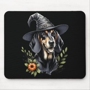 Schwarz-Rot-Rauhhaarbracke Halloween Aquarell Mousepad