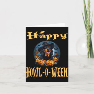 Schwarz-Rot-Rauhhaarbracke Hund mit Hut Halloween Karte