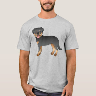 Schwarz-Rot-Rottweiler Süßer Cartoon-Hund T-Shirt