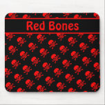 Schwarz-Rot-Skulpturen mit benutzerdefiniertem Tex Mousepad<br><div class="desc">Schwarzes Mousepad mit einem sich wiederholenden roten Schädelmuster und bearbeitbarem Textfeld zur einfachen Anpassung an Ihren Namen oder Ihre Nachricht.</div>