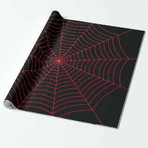 Schwarz-Rot-Spinnennetz Halloween-Muster Geschenkpapier